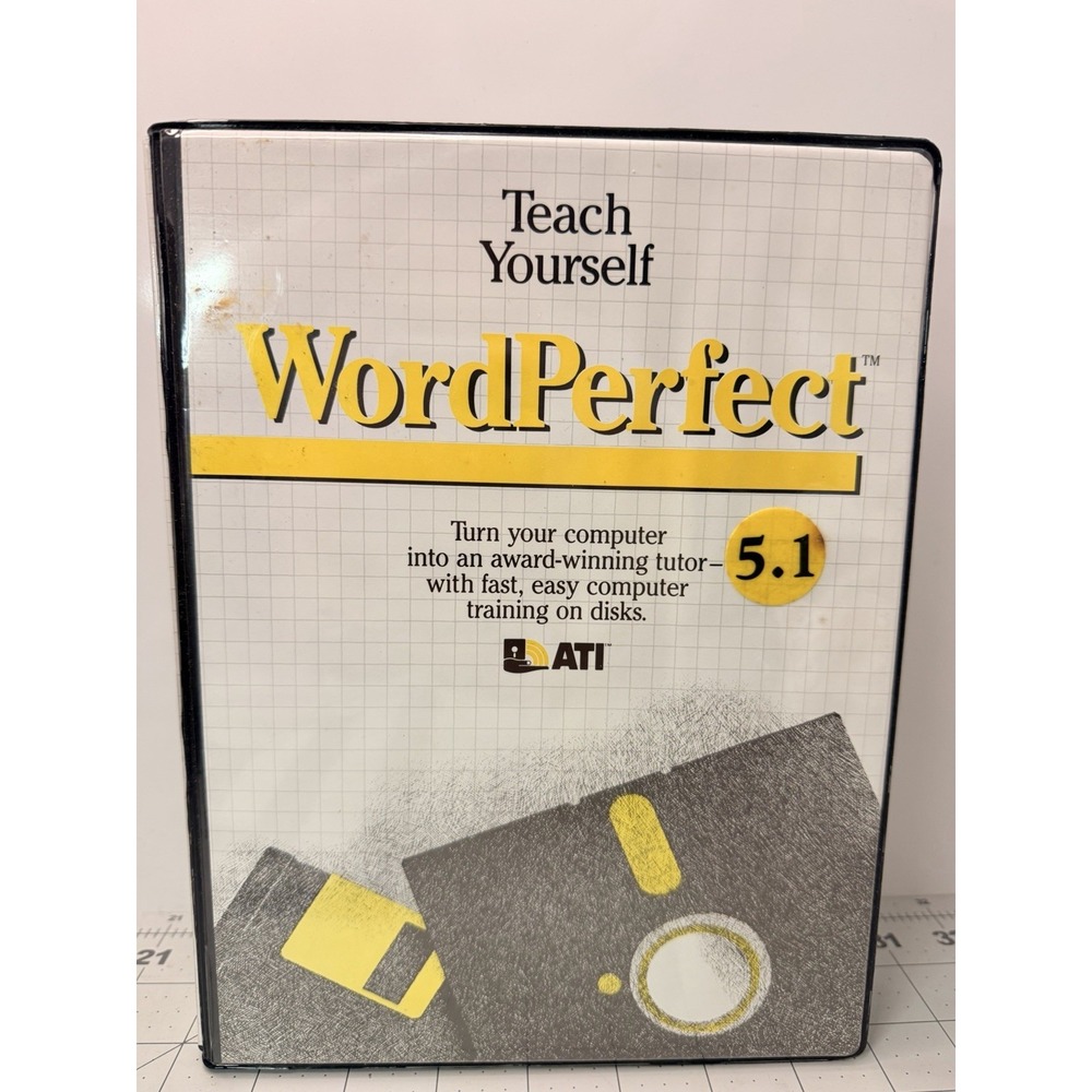 Teach Yourself WordPerfect 5.1 ATI Training Disks 5.25" Floppy Vintage Software